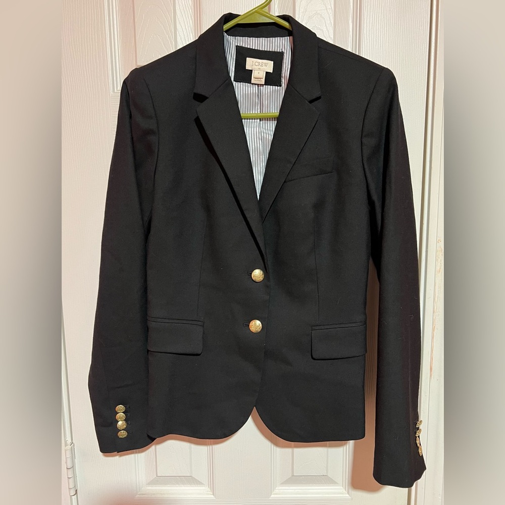J. Crew Black Blazer with Gold Buttons Size 4